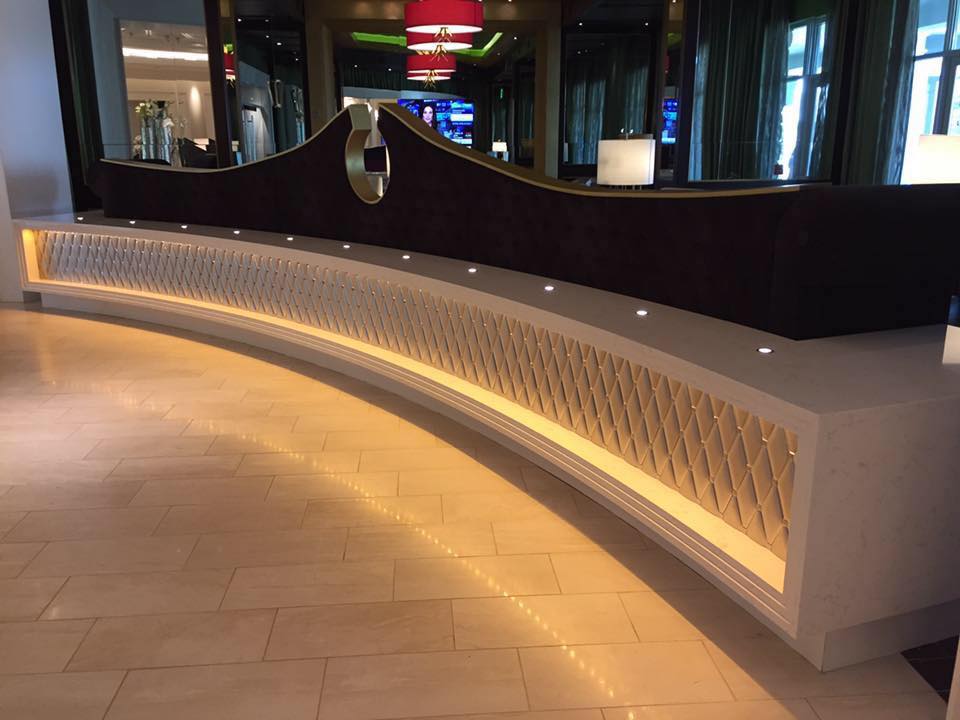 Multi-unit apartment kitchen with quartz countertops