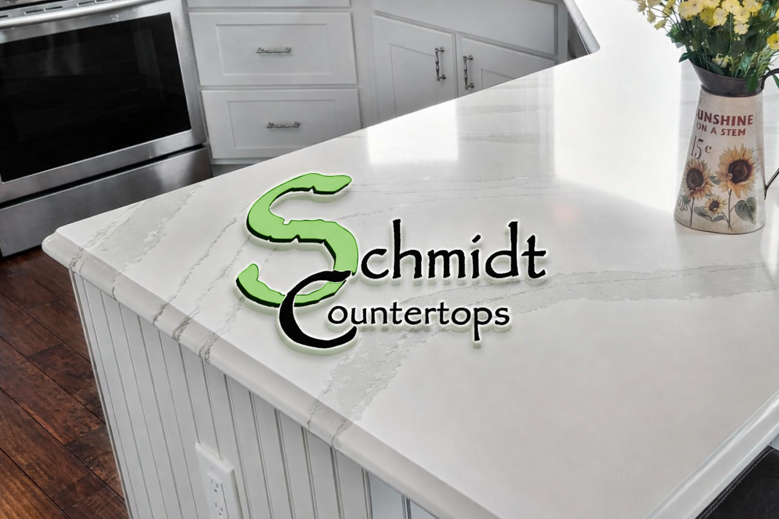 CNC machine precision-cutting a stone countertop slab